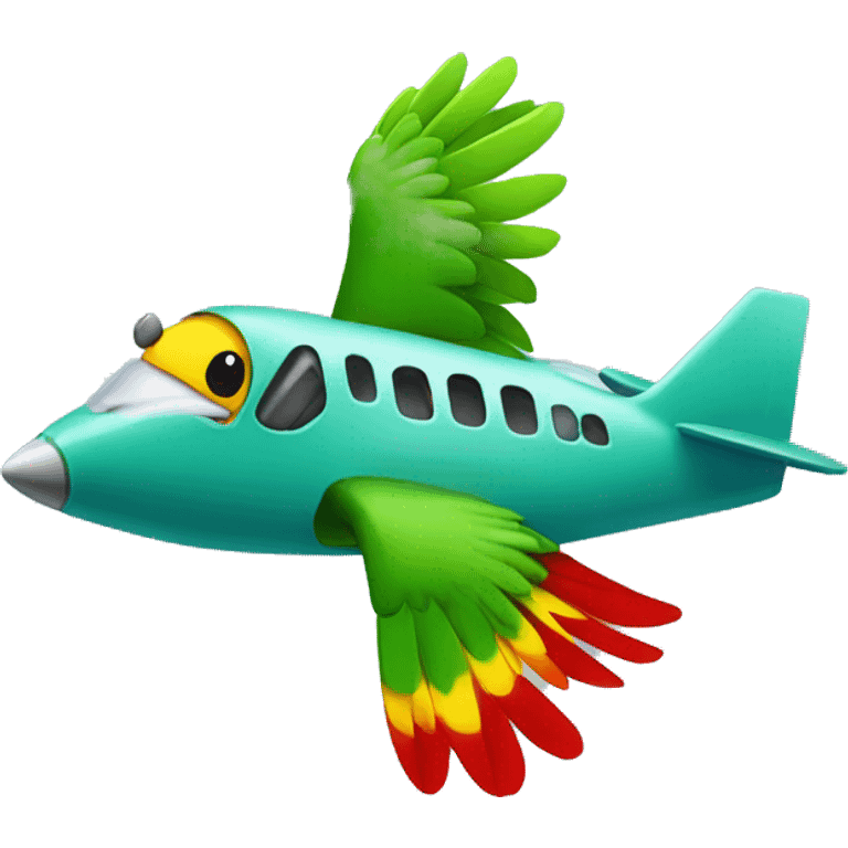 Parrot with airplane engines emoji