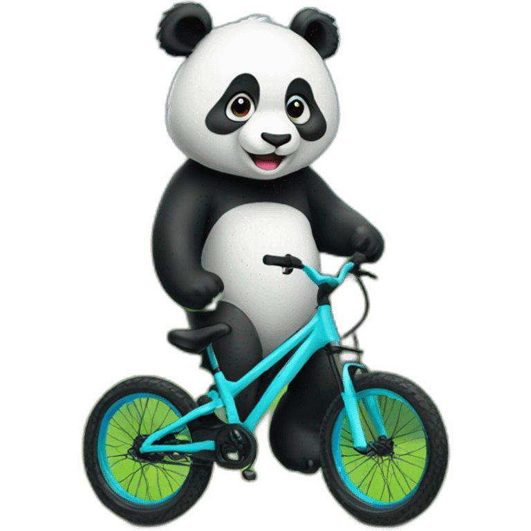 Cute Panda with mountain bike emoji