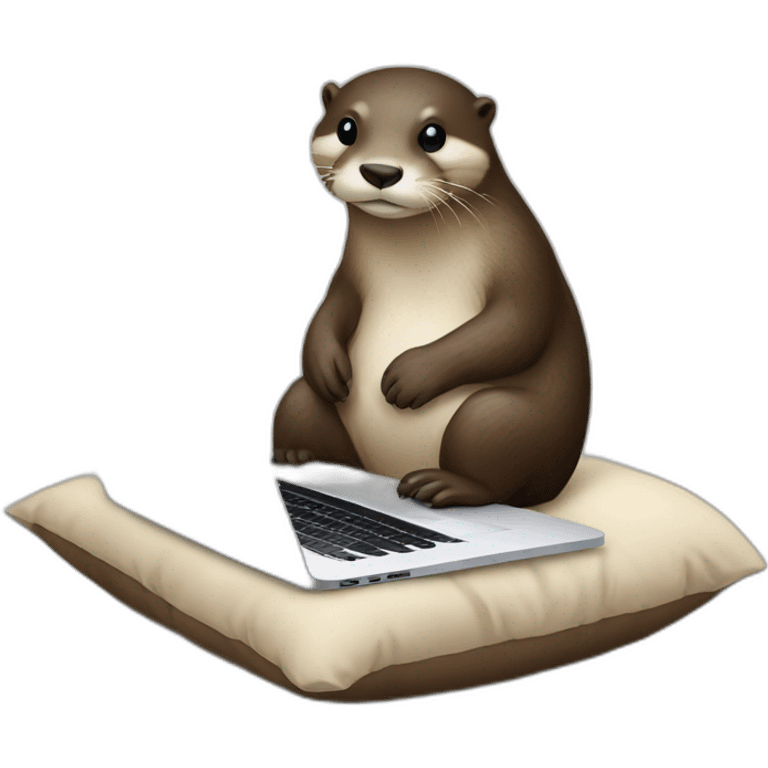 otter with a macbook on a pillow emoji