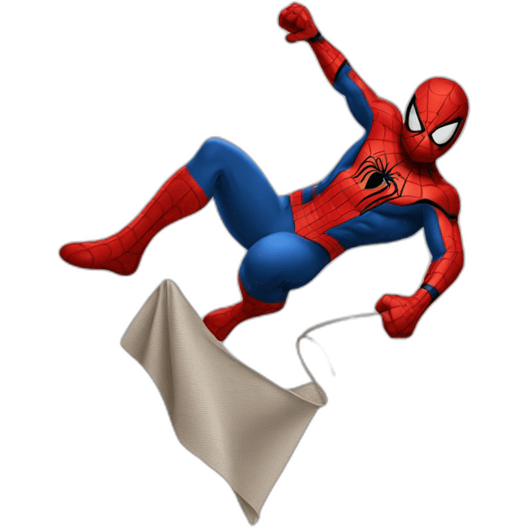 Spiderman se balançant avec une toile emoji