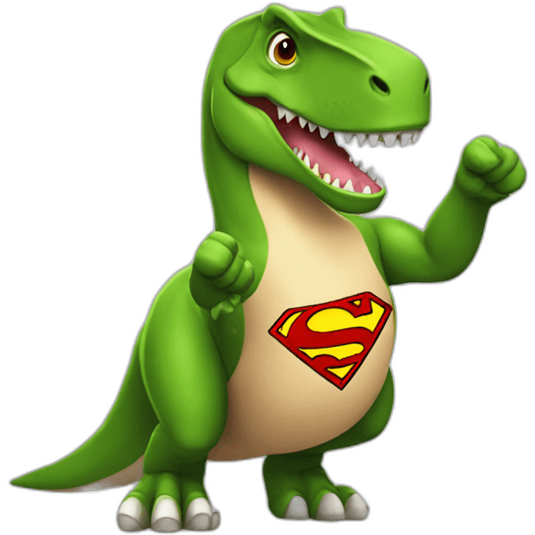 t-Rex with superman symbol with thumb up emoji