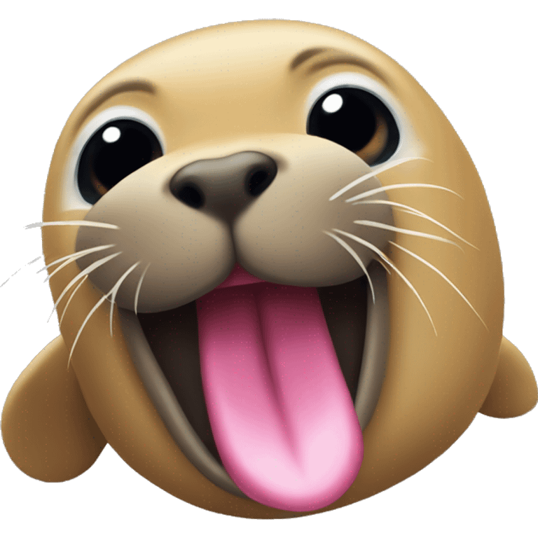 sealion sticking out tongue cute  emoji