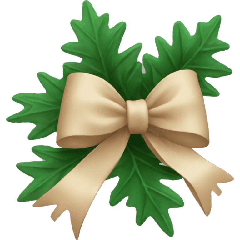 Christmas branch with beige bow emoji