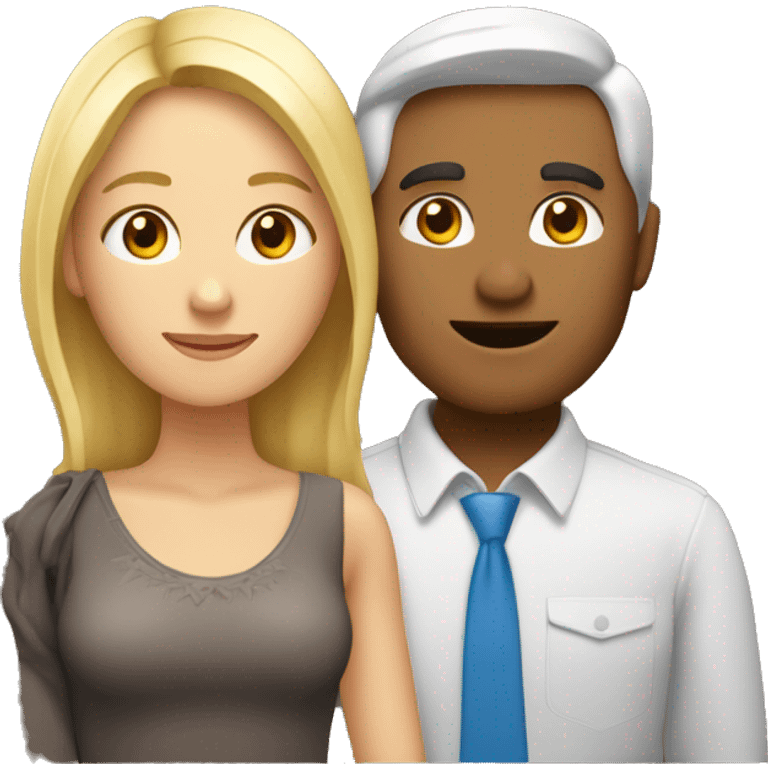 un homme brun et une femme blonde se font un câlin  emoji