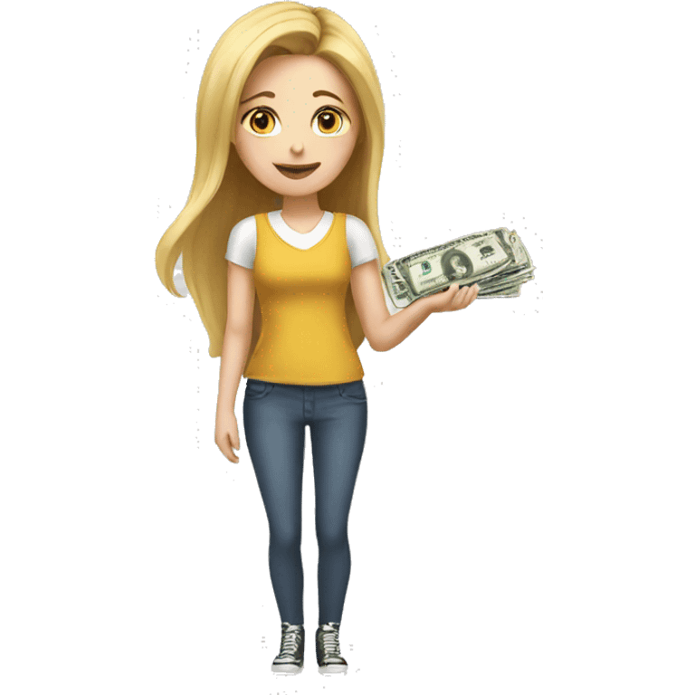 white girl paying money emoji