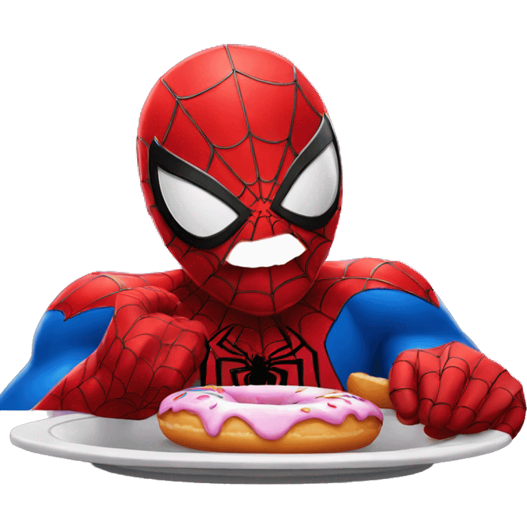 Spider-Man eating a donut emoji