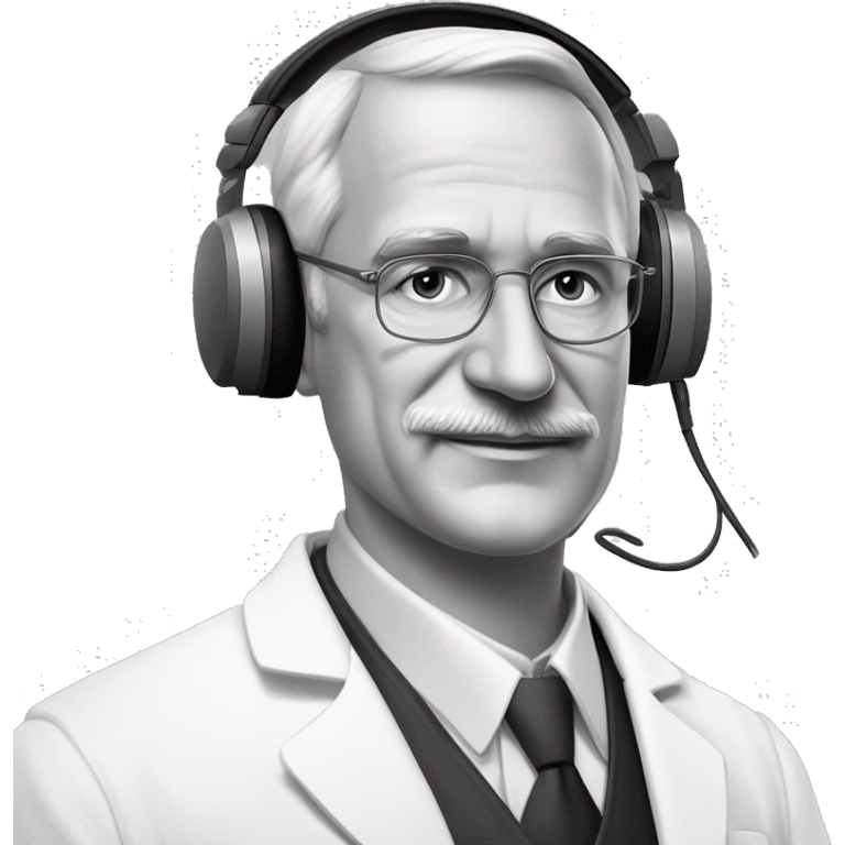  Nikolai Ivanovich Pirogov, eminent Russian physician-surgeon in black and white style with grey halftone elements in Bigger Size Headphones with Podcast Microphone
 emoji