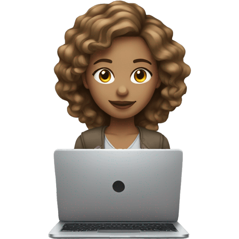 light skin girl with ligh brown hair workn on laptop emoji