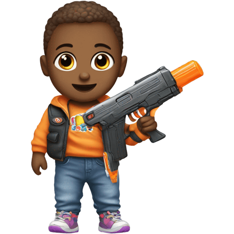 Baby with a nerf gun emoji