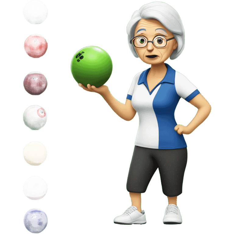 Older Lady playing lawn bowls emoji