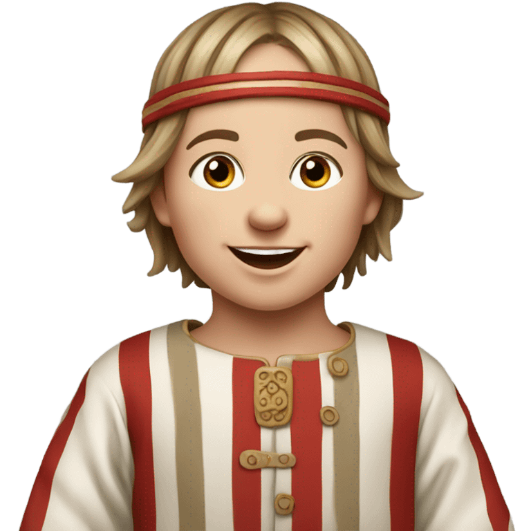 11th century european happy child with horizontal red stripes tunic emoji