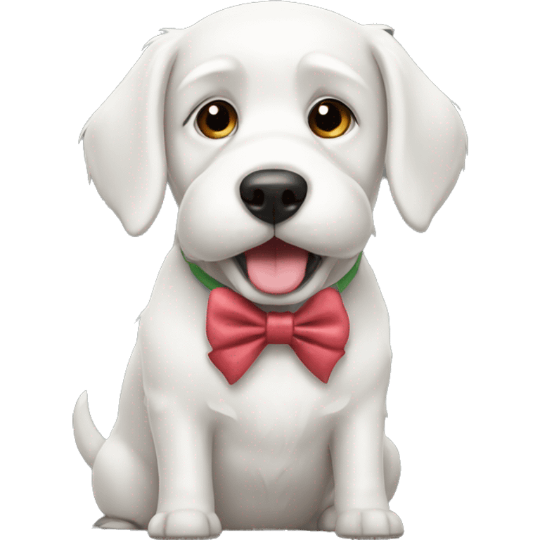 White dog with bow emoji