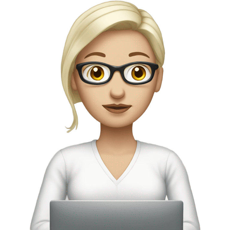 white skinned woman looking at her computer emoji