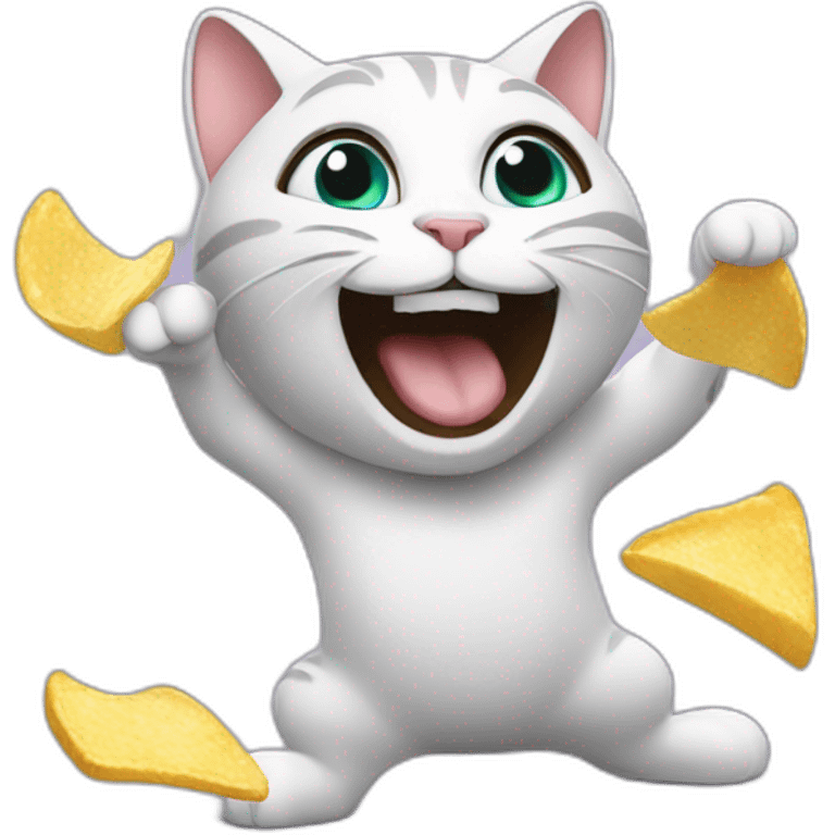 cat eating chips while dancing emoji