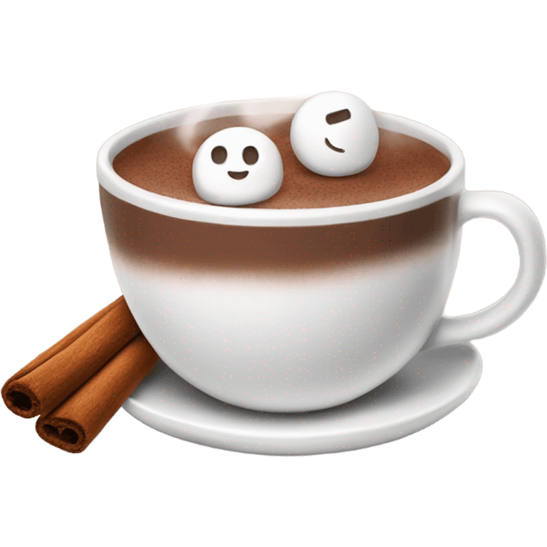 being cup of hot chocolate with marshmallows and cinnamon emoji