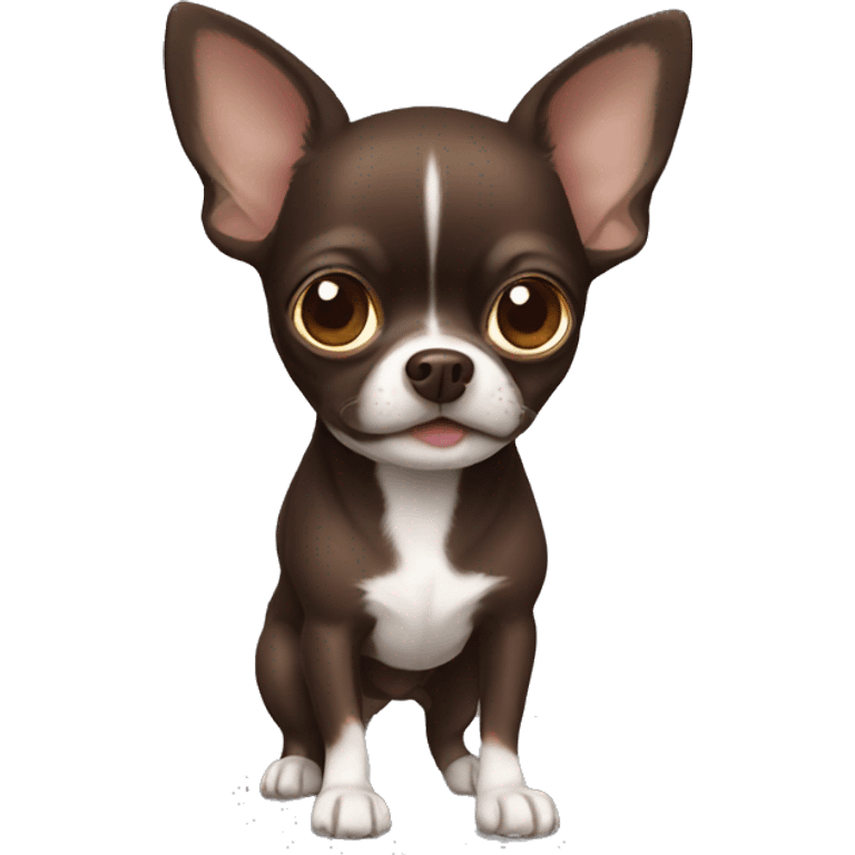 A dark brown chihuahua with a white patch on its forehead emoji