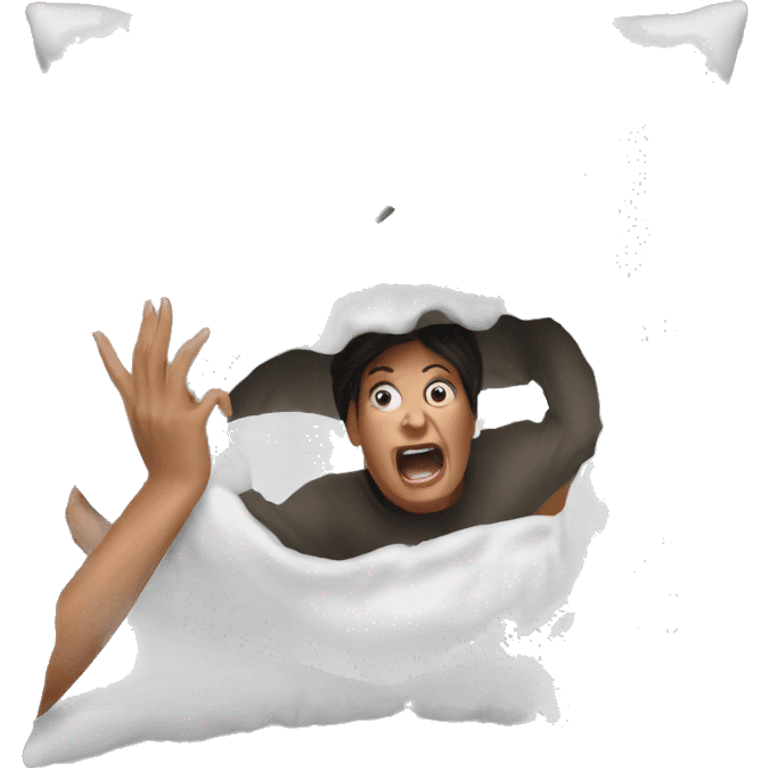 Woman screaming into pillow emoji