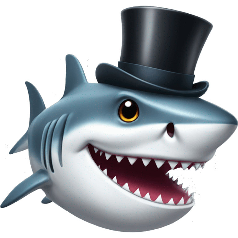 Shark with a top hat emoji