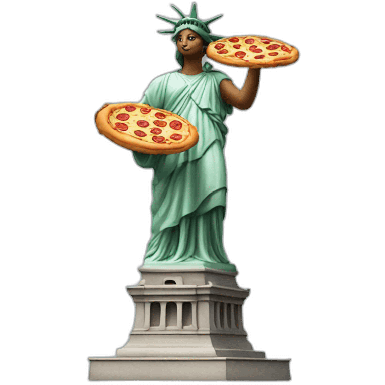 Liberty statue eating pizza emoji