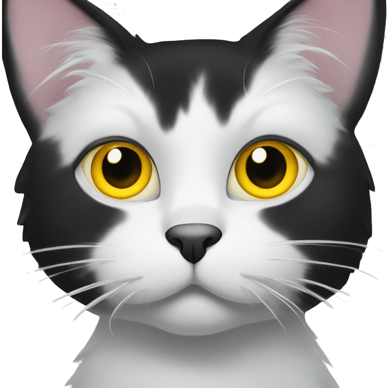 black and white cat with yellow eyes  emoji