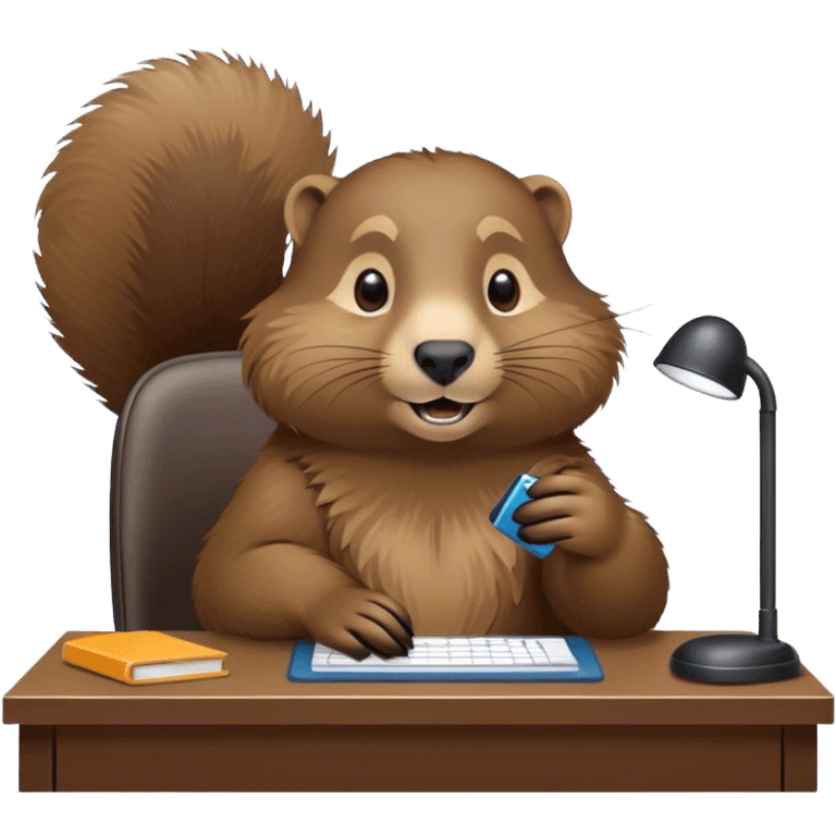 a marmot working at a helpline at a desk emoji