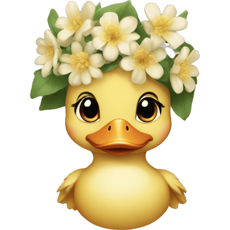 Duckling wearing a flower crown emoji