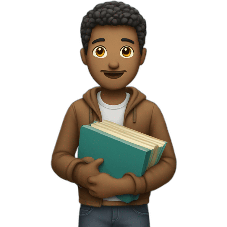 Man holding books emoji