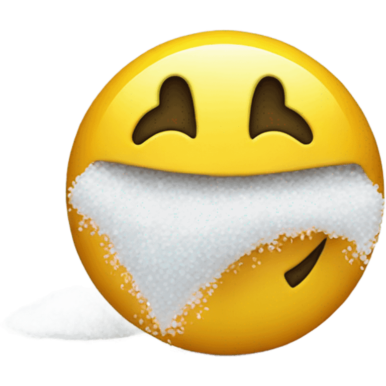 A smiley face with a big pile of salt  emoji