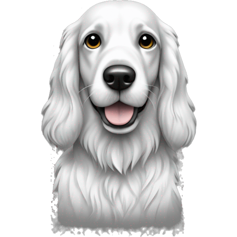 Setter anglais chien noir et blanc toile long blanc points noir emoji