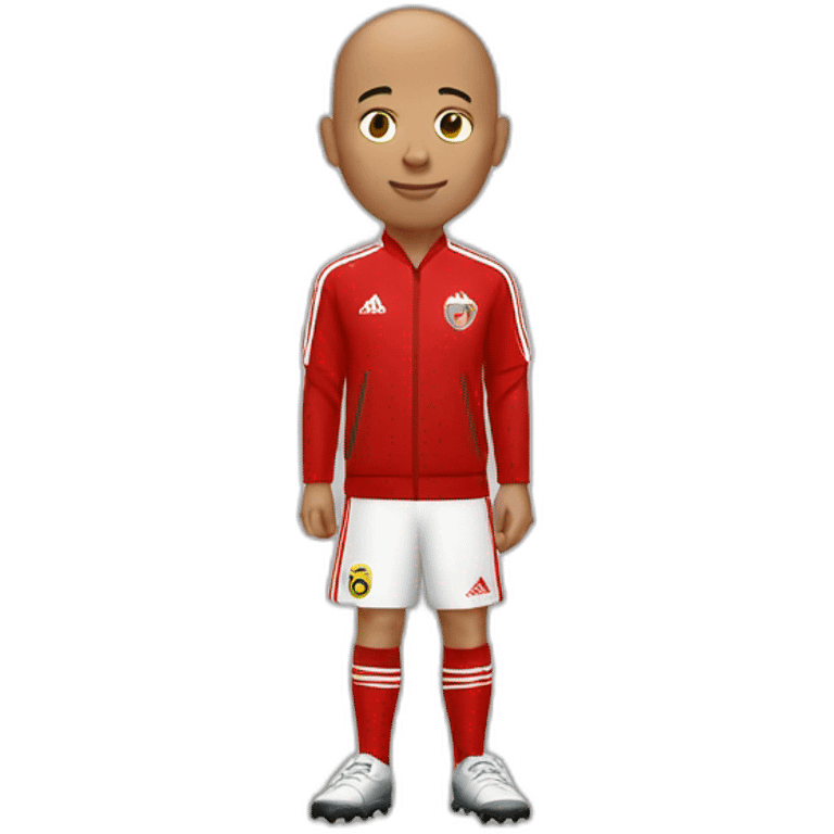 Boy going bald but with still some hair in red Adidas soccer tracksuit emoji