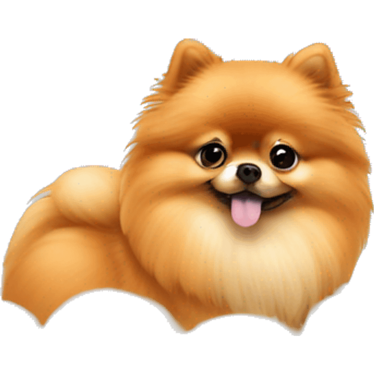 Orange Pomeranian sitting in a cloud emoji