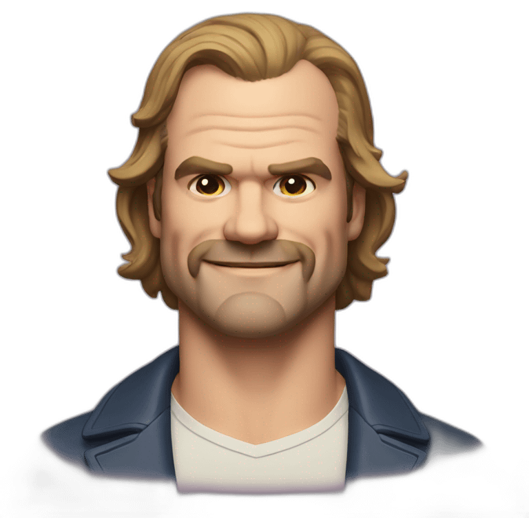 David Harbour smiling with facial hair emoji