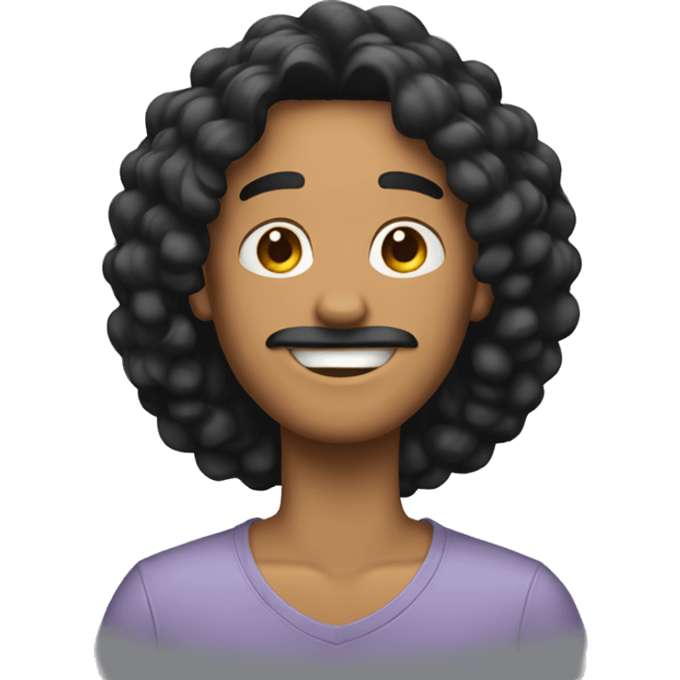 chico con cabello negro y largo emoji