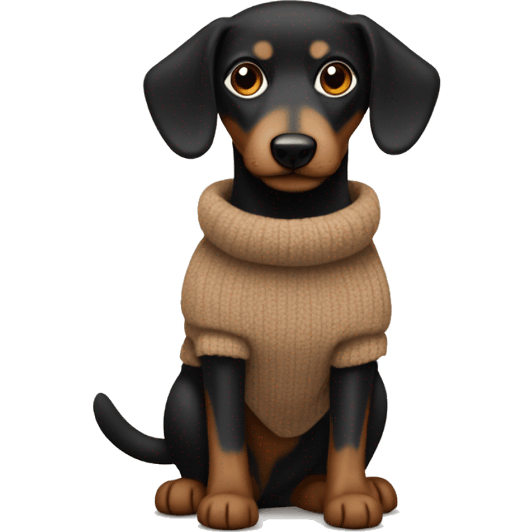 Black and Tan dashaund in a brown fluffy jumper emoji