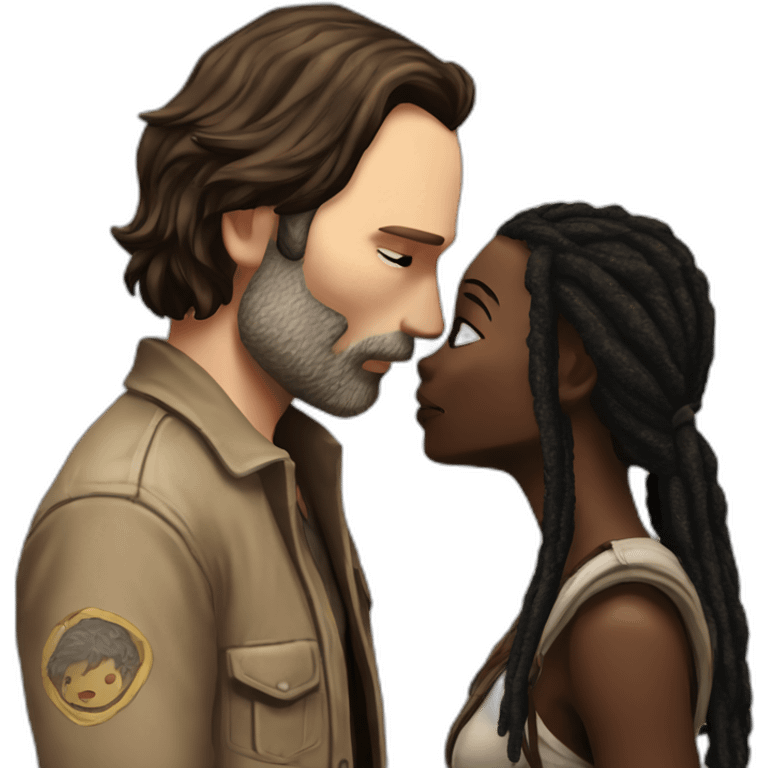 Rick Grimes kissing Michonne emoji