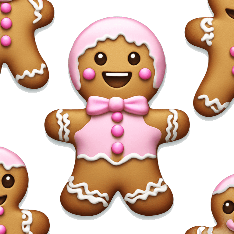 cute gingerbread man, with pastel pink frosting emoji