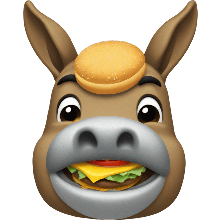 fat donkey face eating burgers emoji