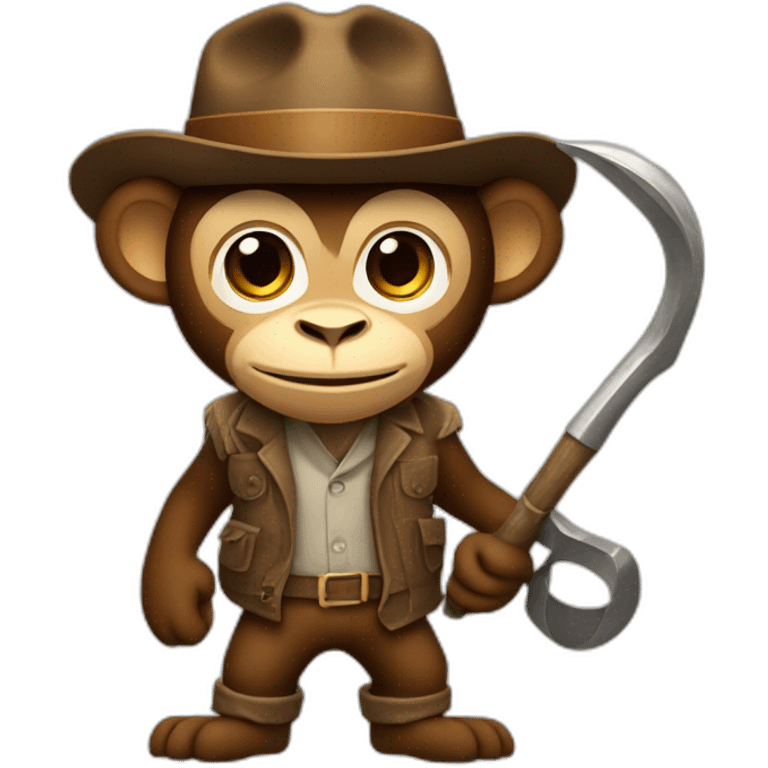 A monkey with a brown fedora and pickaxe emoji