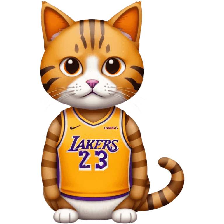 cat wearing lakers lebron james jersey emoji