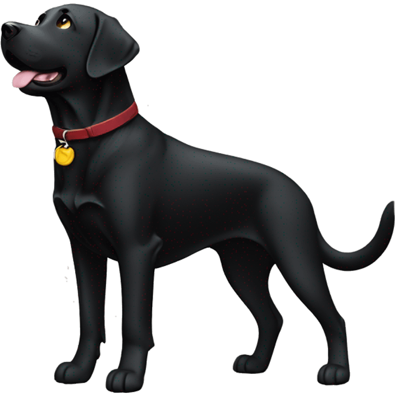 a black labrador, full body view without collar, hold his pew high, comicstyle emoji