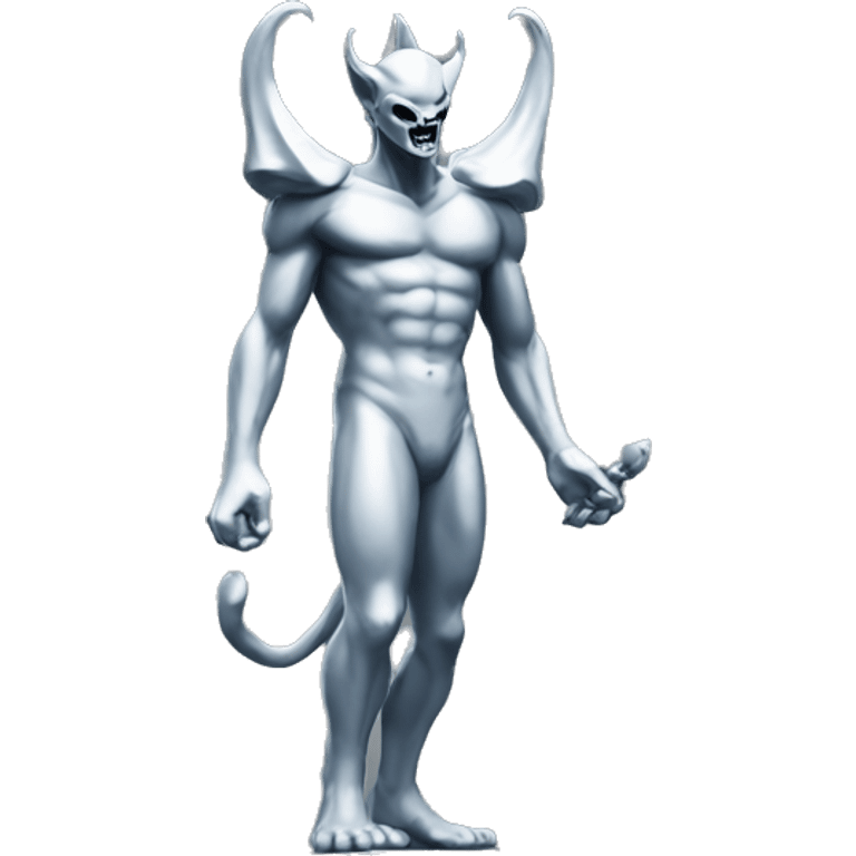 Platinium devil standing statue emoji