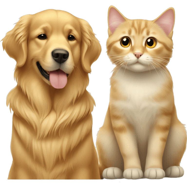 Golden retriever with cat emoji