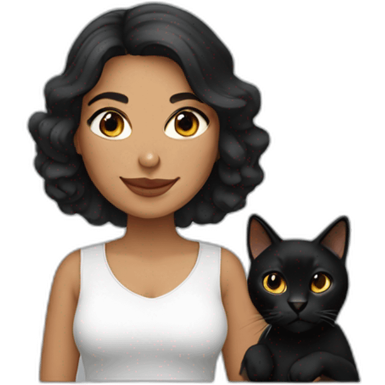 Latina woman with a black cat emoji