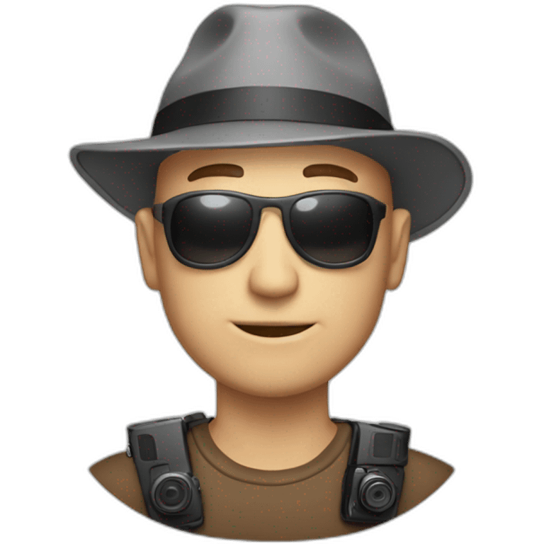 bald man with hat and camera emoji