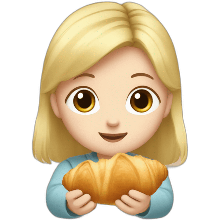 Tête bébé fille blonde qui mange un croissant avec totoro  emoji