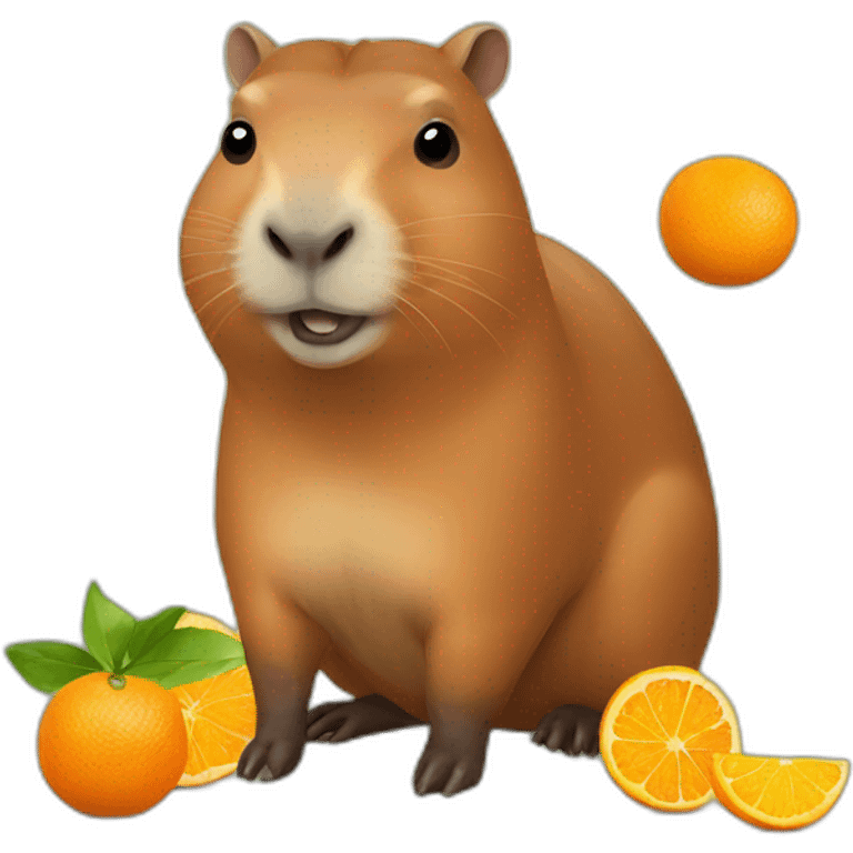 Capybara with oranges emoji