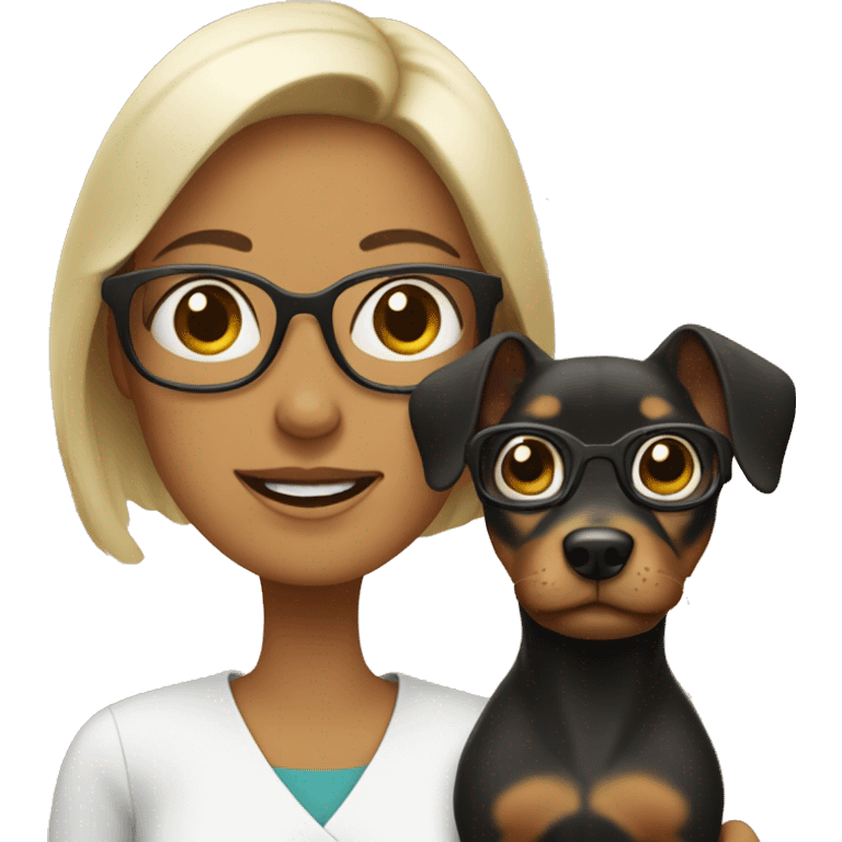 A mom with glasses with a little dog emoji