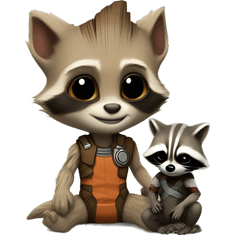 baby groot and rocket racoon emoji