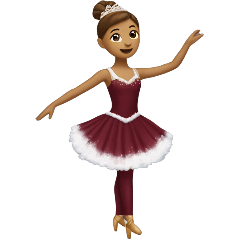 burgundy snowy music box with ballerina standing back emoji