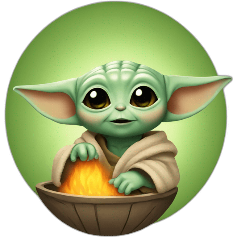 Baby yoda holding hearth emoji